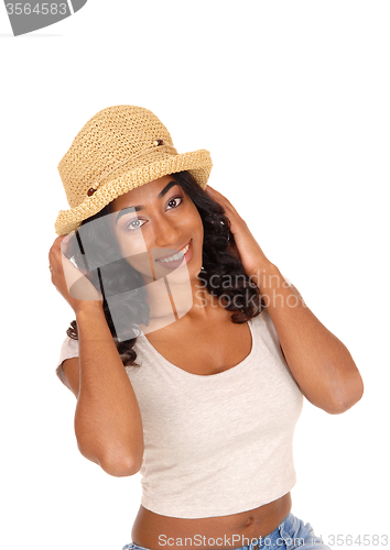 Image of African american woman with straw hat.