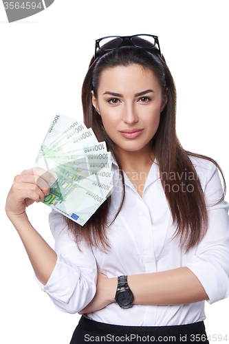 Image of Business woman with Euro banknotes