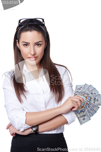 Image of Business woman with Euro banknotes