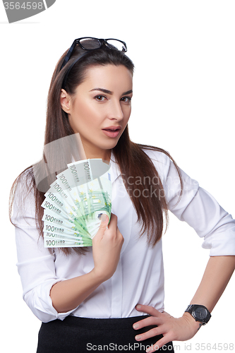 Image of Business woman with Euro banknotes