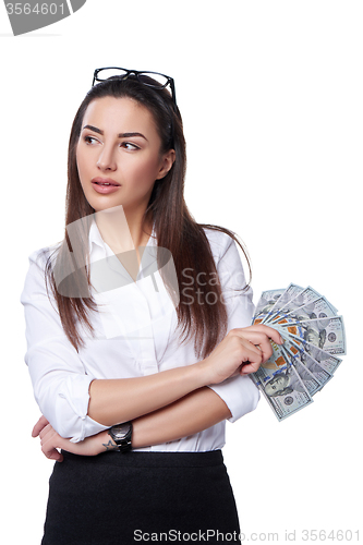 Image of Business woman with Euro banknotes