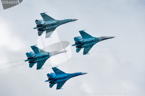 Image of Group flight of russian pilotage team on SU-27