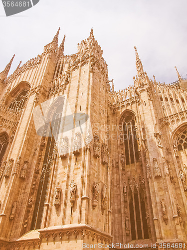 Image of Retro looking Milan cathedral