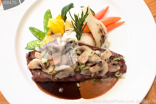 Image of Grilled Beef Steaks with Mushrooms