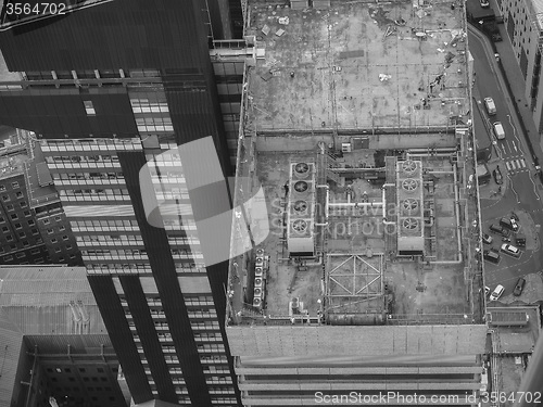 Image of Black and white Aerial view of London