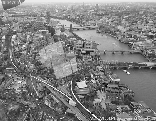 Image of Black and white Aerial view of London