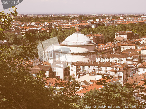 Image of Retro looking Gran Madre church in Turin