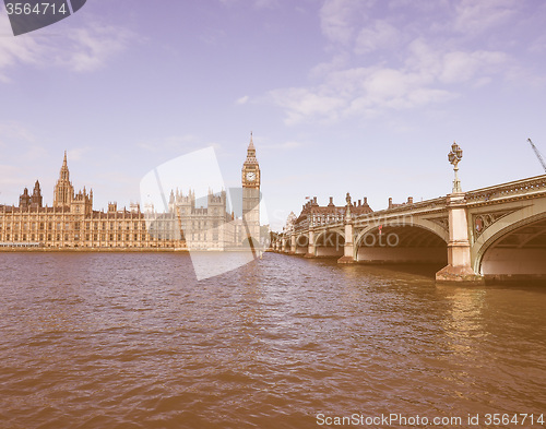Image of Retro looking Houses of Parliament in London