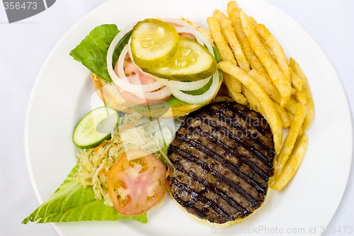 Image of Hamburger with Fries and Coleslaw