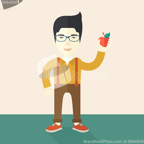 Image of Man holding apple.