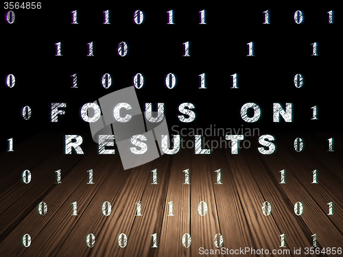 Image of Business concept: Focus on RESULTS in grunge dark room