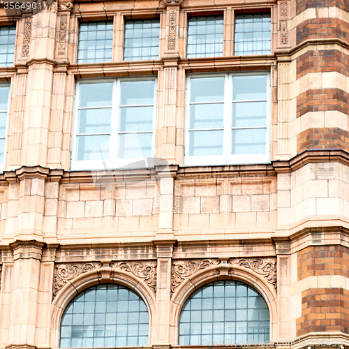Image of in europe london old red brick wall and      historical window