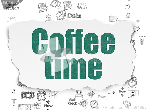 Image of Timeline concept: Coffee Time on Torn Paper background