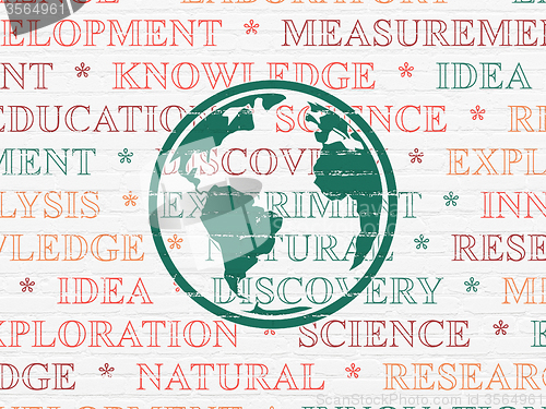 Image of Science concept: Globe on wall background