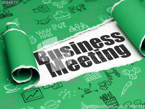 Image of Finance concept: black text Business Meeting under the piece of  torn paper