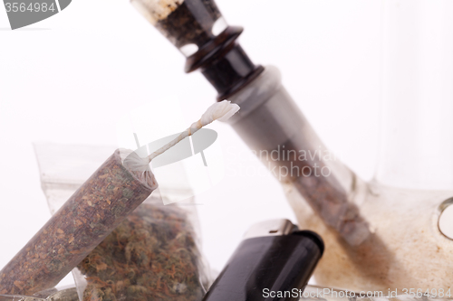 Image of Close up of marijuana and smoking paraphernalia