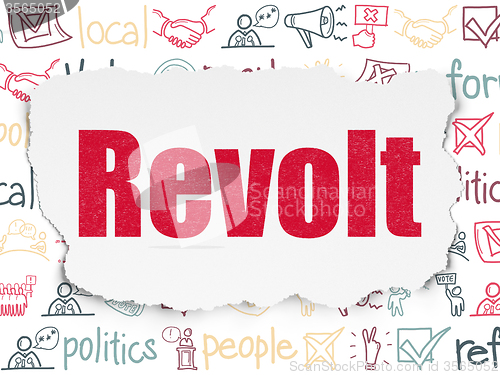 Image of Politics concept: Revolt on Torn Paper background