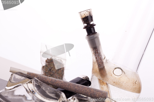 Image of Close up of marijuana and smoking paraphernalia