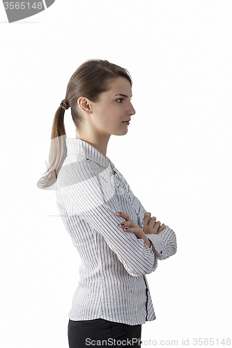 Image of Profile of a Young Woman with Ponytail