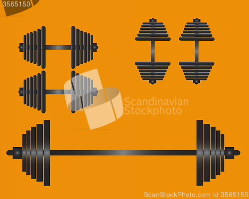 Image of barbell and dumbbells