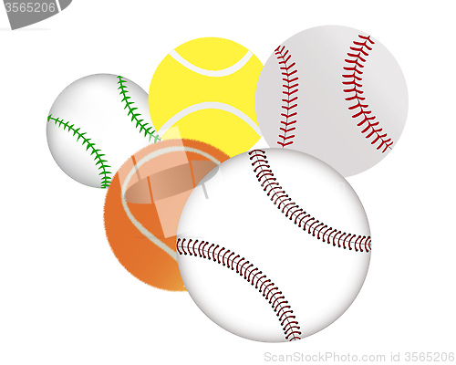 Image of tennis and baseballs