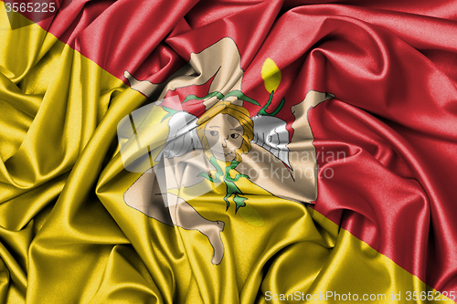 Image of Satin flag - flag of Sicily