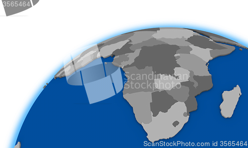 Image of south Africa on globe political map