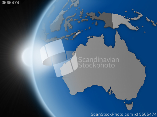 Image of Sunset over Australian continent from space