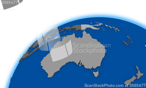 Image of Australia on globe political map