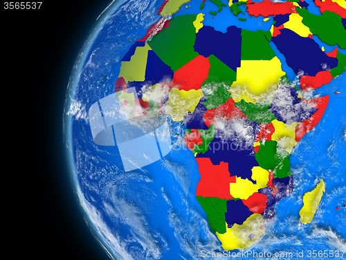 Image of African continent on political globe