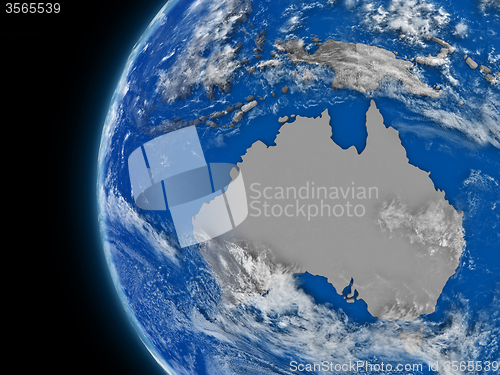 Image of Australian continent on political globe
