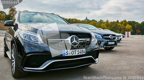 Image of Kiev, Ukraine - OCTOBER 10, 2015: Mercedes Benz star experience. The series of test drives