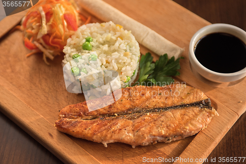 Image of Grilled salmon with rice