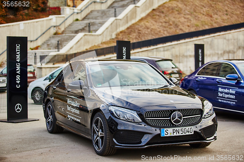 Image of Kiev, Ukraine - OCTOBER 10, 2015: Mercedes Benz star experience. The series of test drives