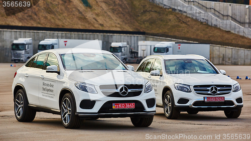 Image of Kiev, Ukraine - OCTOBER 10, 2015: Mercedes Benz star experience. The series of test drives