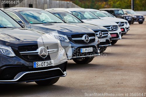 Image of Kiev, Ukraine - OCTOBER 10, 2015: Mercedes Benz star experience. The series of test drives