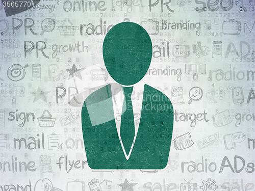 Image of Advertising concept: Business Man on Digital Paper background