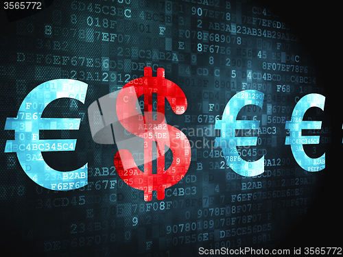 Image of Banking concept: Dollar And Euro on digital background