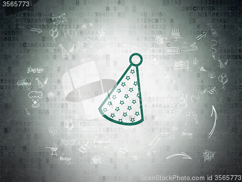 Image of Holiday concept: Party Hat on Digital Paper background