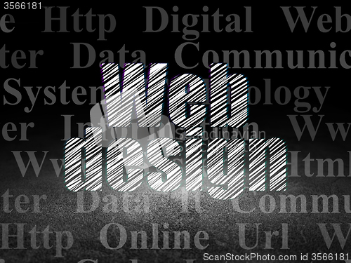Image of Web development concept: Web Design in grunge dark room