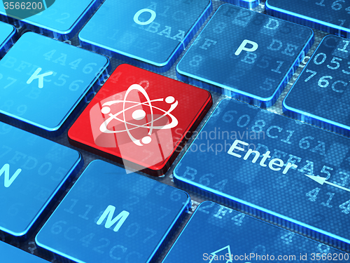 Image of Science concept: Molecule on computer keyboard background