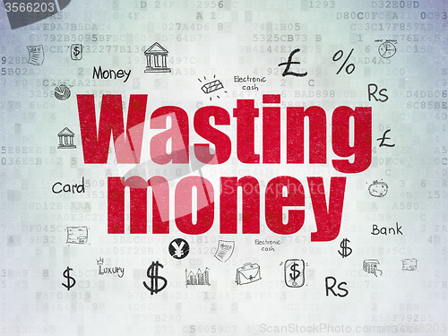 Image of Banking concept: Wasting Money on Digital Paper background