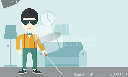 Image of Blind man with stick.