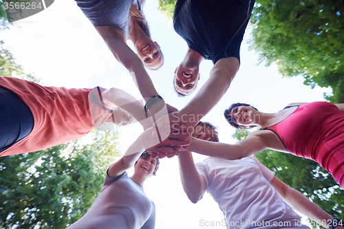 Image of jogging people group have fun