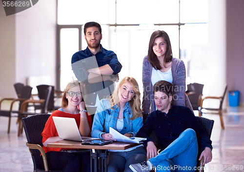 Image of students group standing together as team