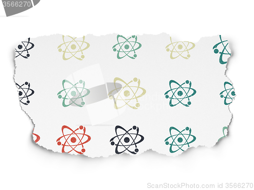 Image of Science concept: Molecule icons on Torn Paper background