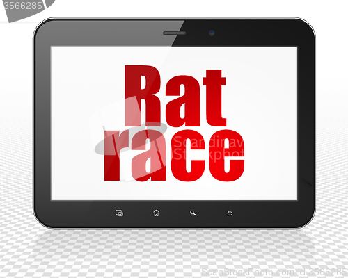 Image of Political concept: Tablet Pc Computer with Rat Race on display