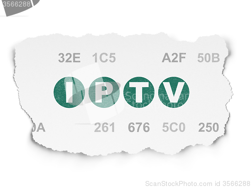 Image of Web design concept: IPTV on Torn Paper background