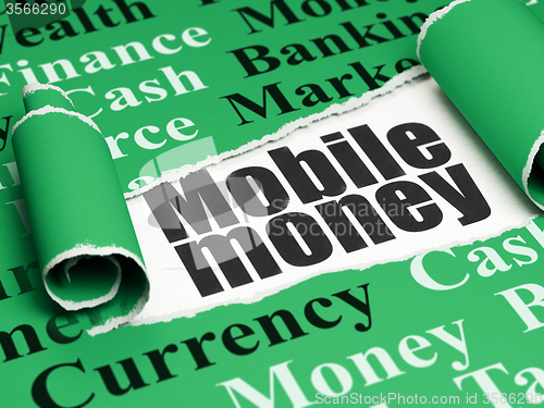 Image of Banking concept: black text Mobile Money under the piece of  torn paper