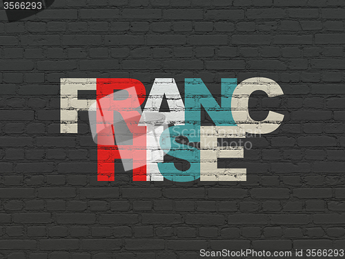 Image of Finance concept: Franchise on wall background